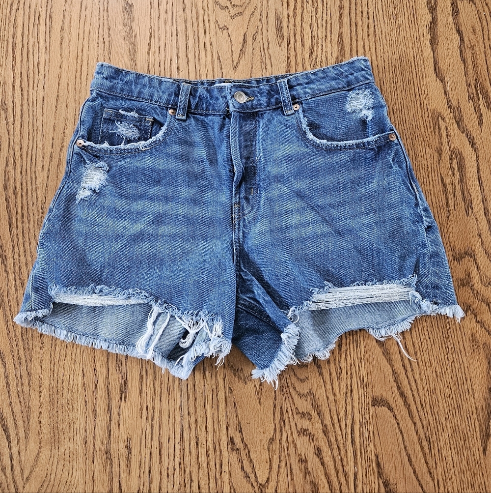 Distressed Blue Denim Shorts H&M Size 8
